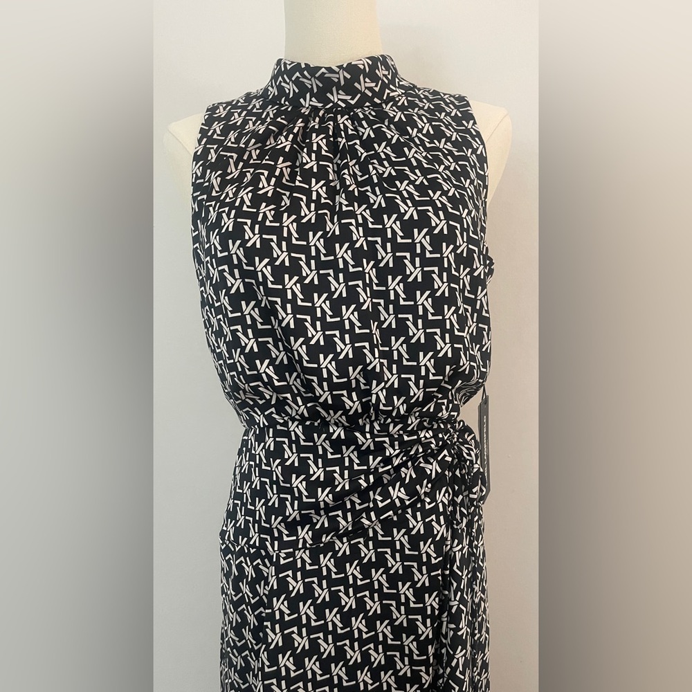 KARL LAGERFELD Paris Women's Black White Sleeveless High-Low Maxi Dress Size 4 - Picture 9 of 15